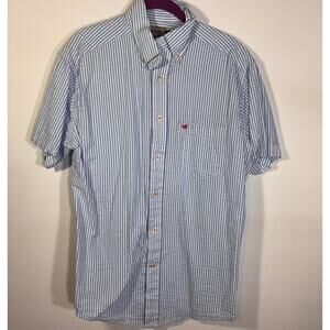 Southern Marsh Blue White Stripe Button Down Shirt Mens Medium Cotton